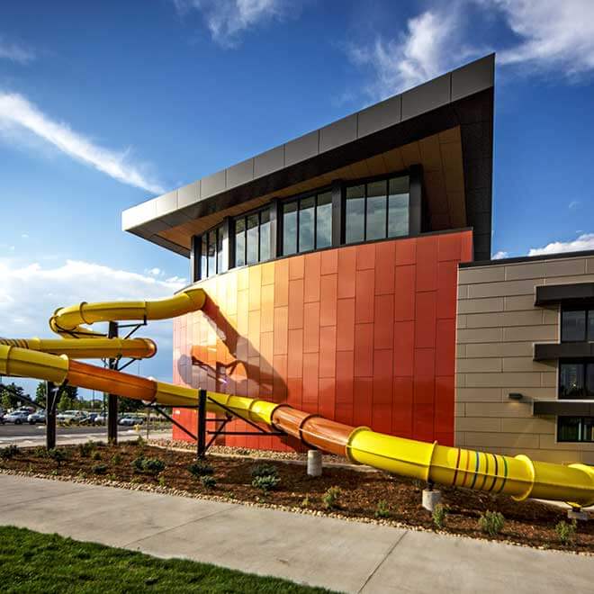 Parker Recreation Center Exterior View with Slide